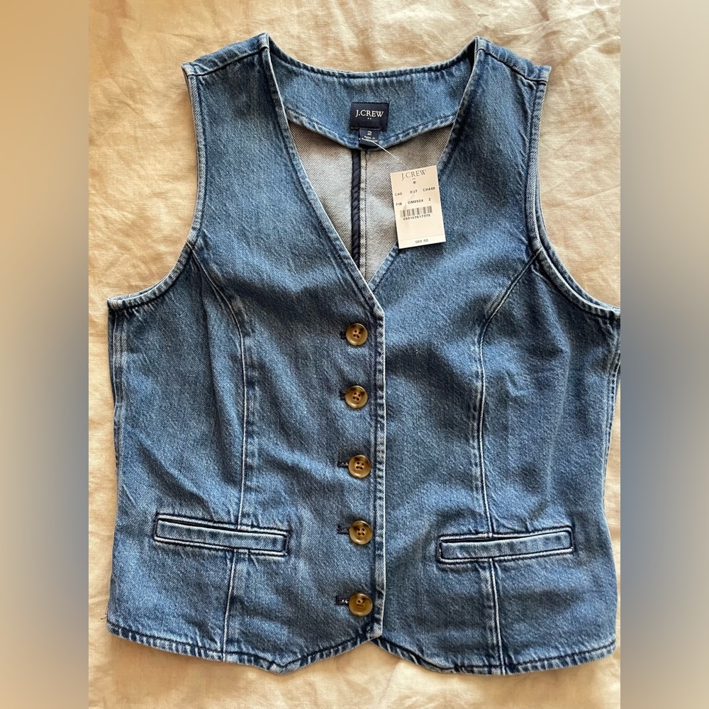 J. Crew Medium Blue Denim Vest with Tag sz 2